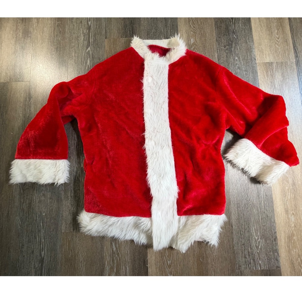 Unbranded Santa Claus Costume Jacket Adult XL Red White Faux Fur Plush Festive